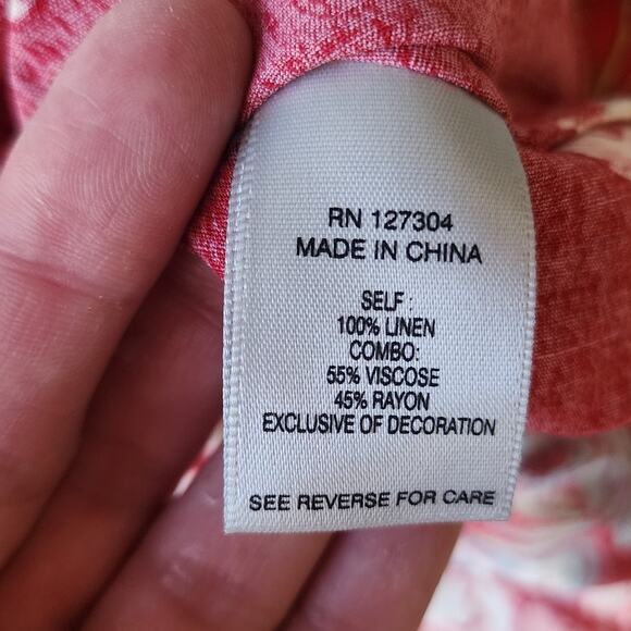 John Mark Women's Shirt‎ Size Large Blue Embroidered Floral Short Sleeve - Picture 6 of 8